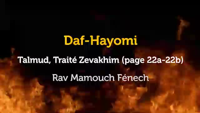 Daf Hayomi - Zevakhim 22 avec Rav Mamouch Fénech